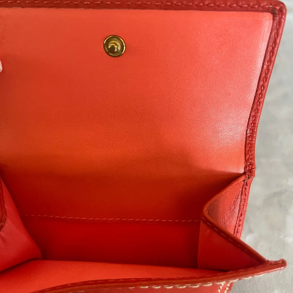 Coach Orange Leather Wallet with Gold Turnlock - Picture 3 of 7